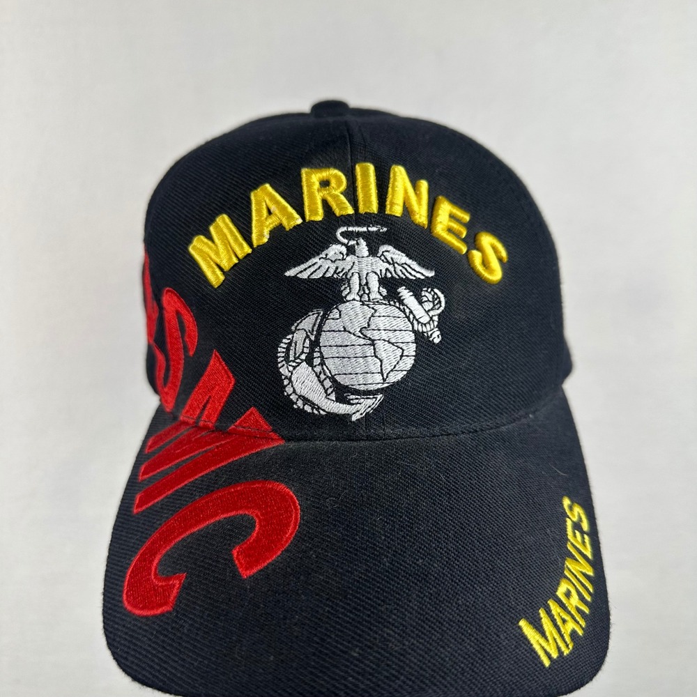 USMC Marines Hat Mens OS Black Embroidered Military Cap US Marine Corps Veteran